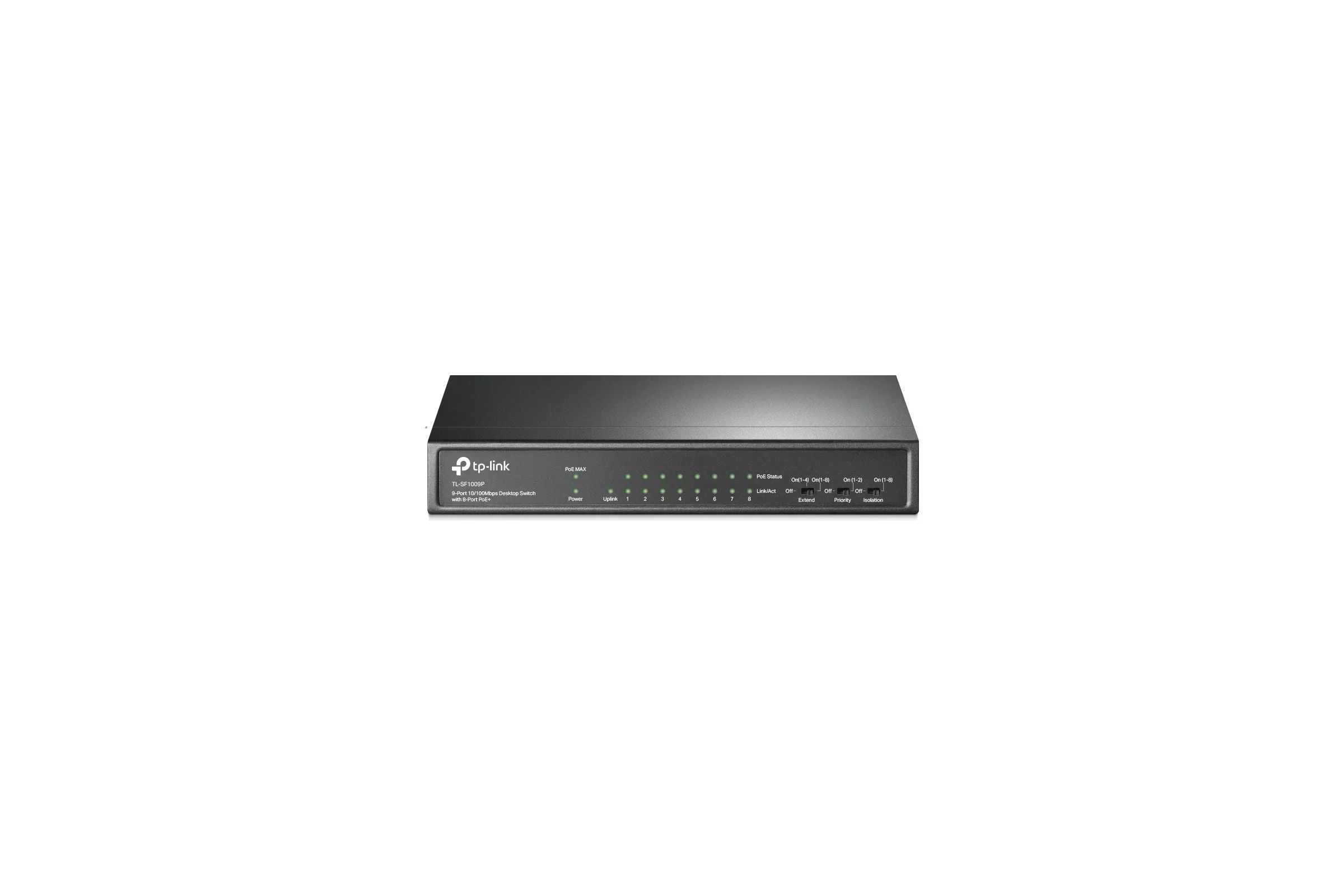 TP-Link TL-SF1009P 9-портовый настольный 10/100 Мбит/с коммутатор с 8 портами PoE+, стальной корпус