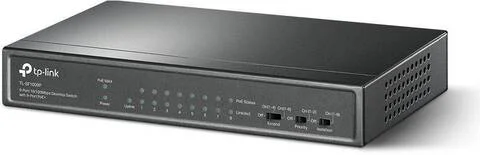TP-Link TL-SF1009P 9-портовый настольный 10/100 Мбит/с коммутатор с 8 портами PoE+, стальной корпус