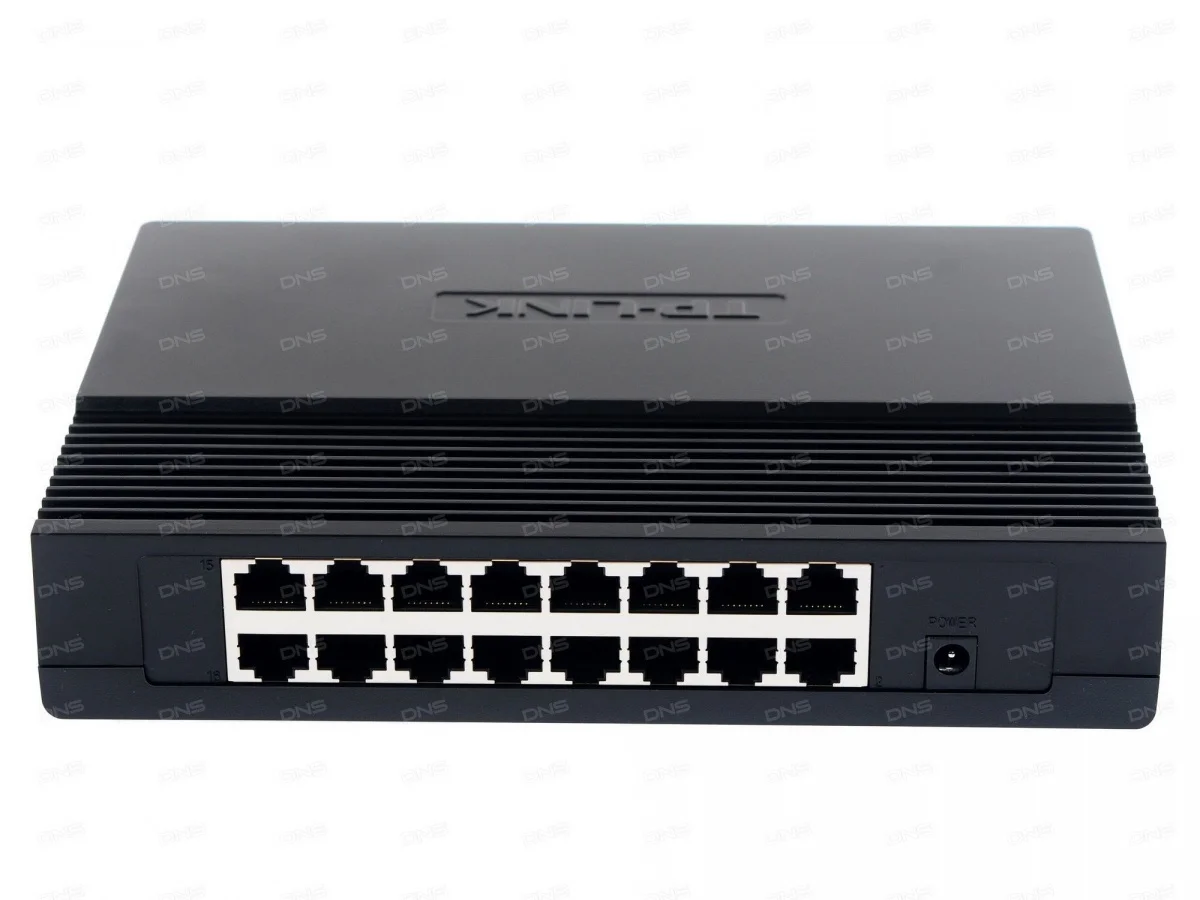 TP-Link TL-SF1016D 16-портовый настольный коммутатор 10/100 Мбит/с, 16 портов RJ45 10/100 Мбит/с, пластиковый корпус