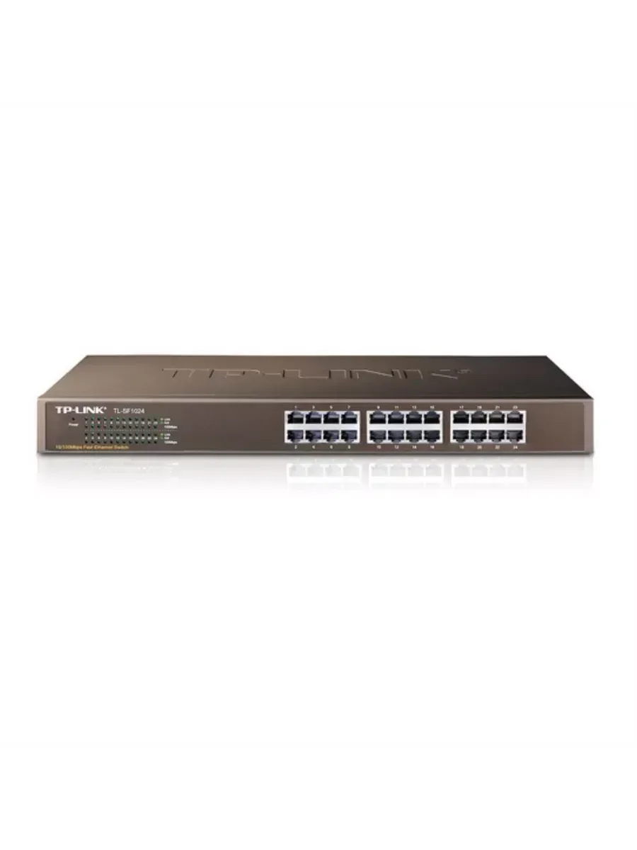 TP-Link TL-SF1024 24-портовый коммутатор 10/100 Мбит/с, стальной корпус высотой 1U, монтируется в 19-дюймовую стойку