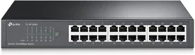 TP-Link TL-SF1024D 24-портовый коммутатор 10/100 Мбит/с, стальной корпус высотой 1U, монтируется в 13-дюймовую стойку