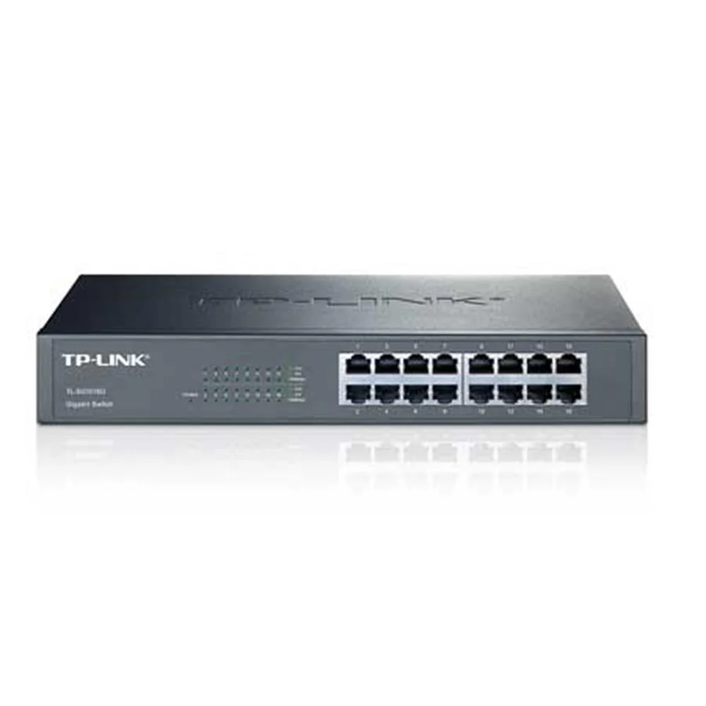 TP-Link TL-SG1016D 16-портовый гигабитный коммутатор, стальной корпус высотой 1U, монтируется в 13-дюймовую стойку