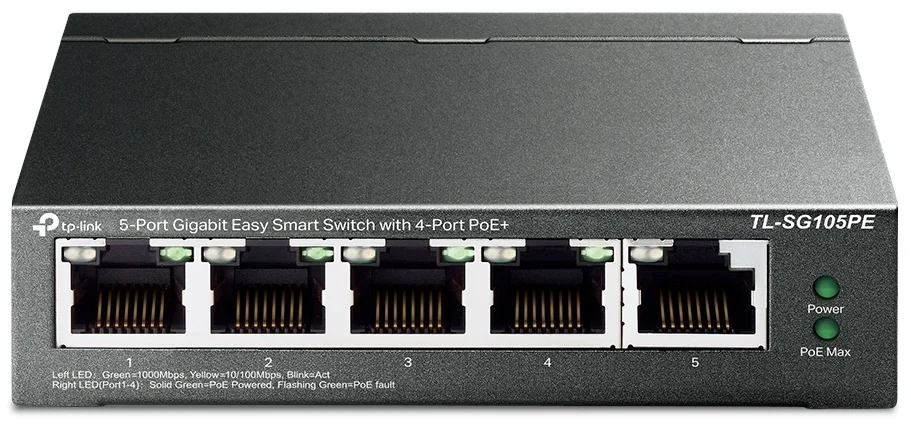 TP-Link TL-SG105 5-портовый гигабитный настольный коммутатор, 5 гигабитных портов RJ45, стальной настольный корпус