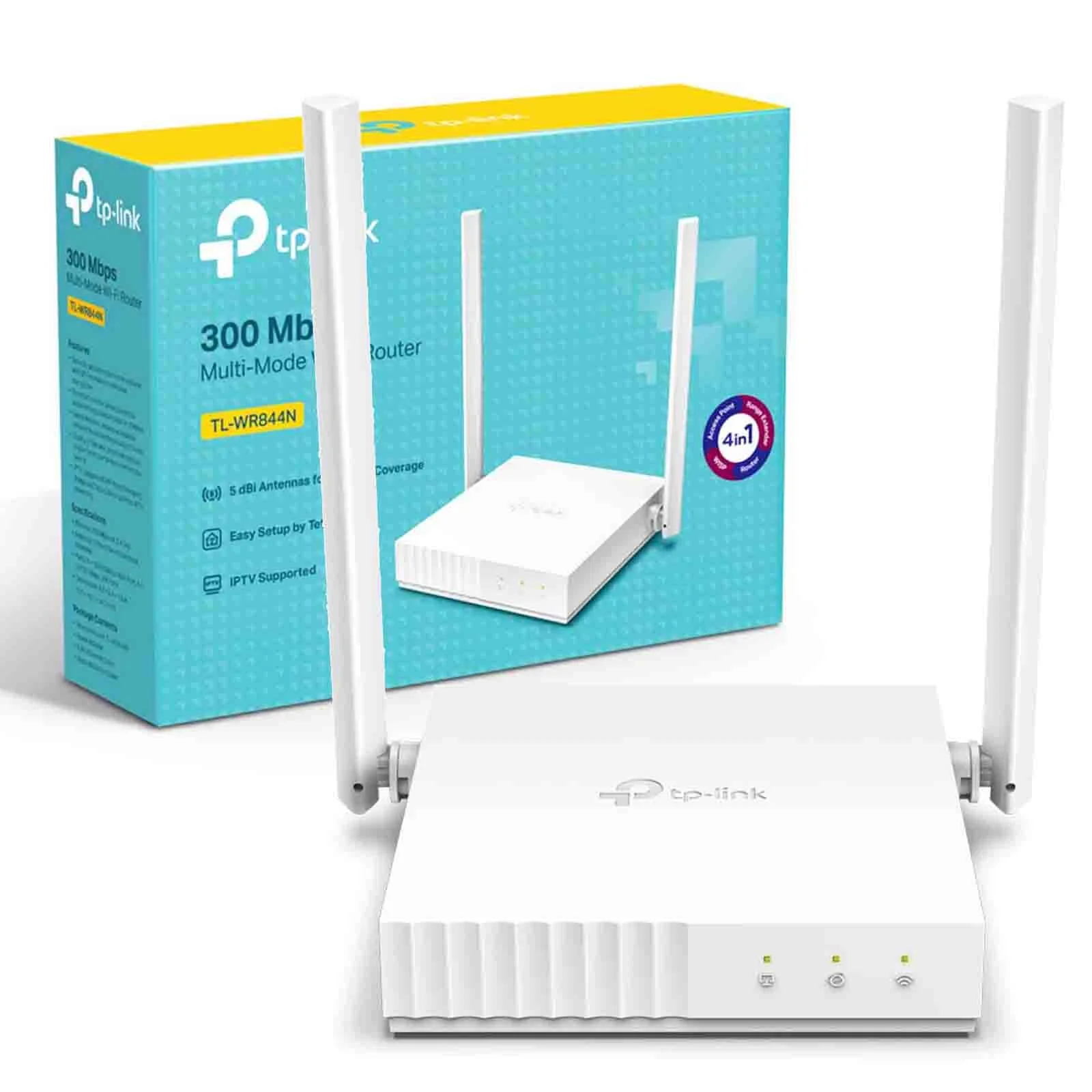 TP-Link TL-WR844N Wi-Fi роутер N300, до 300 Мбит/с на 2,4 ГГц, 2x5dBi антенны, LAN 4x10/100 Мбит/с, WAN 1x10/100 Мбит/с
