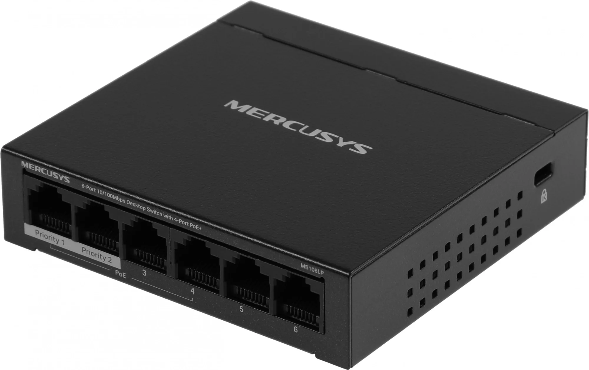 Mercusys MS106LP Настольный коммутатор с 6 портами 10/100 Мбит/с (4 порта PoE+)