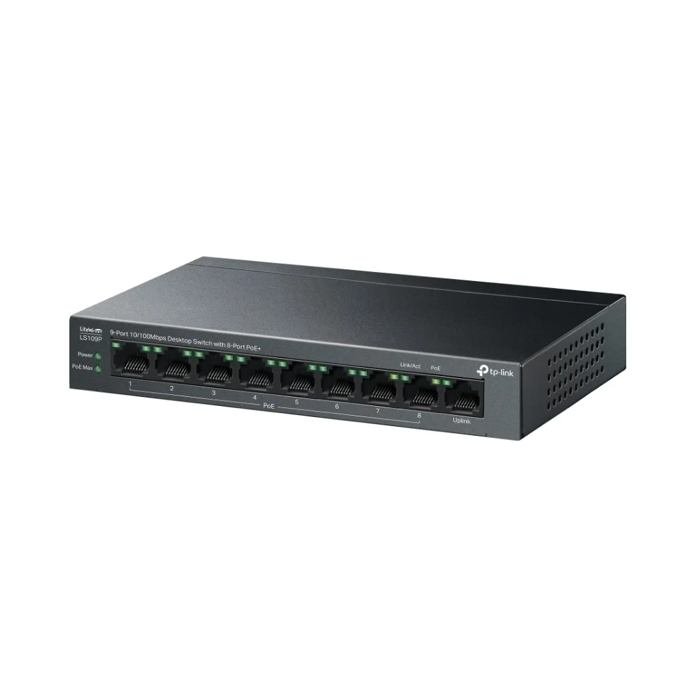 Mercusys MS108GP Настольный коммутатор с 8 гигабитными портами (7 портов PoE+)
