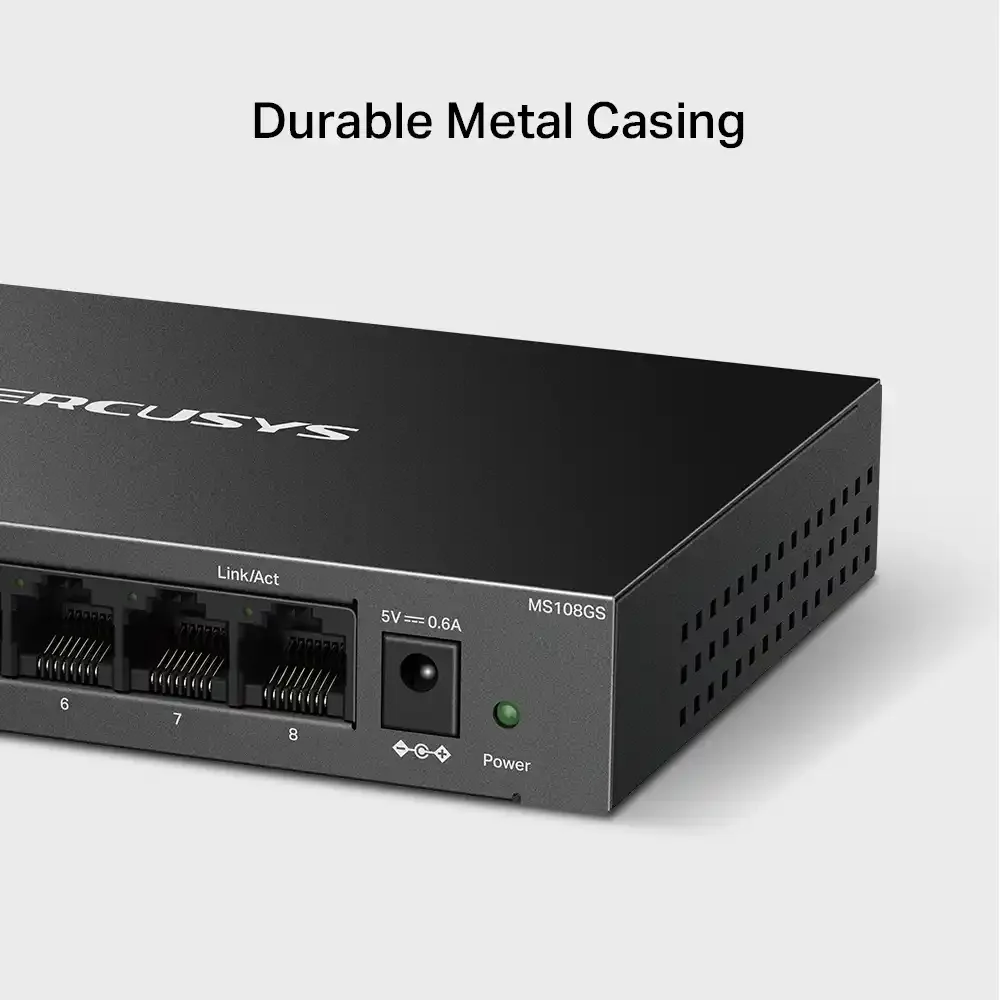 Mercusys MS108GS 8-портовый гигабитный настольный коммутатор, неуправляемый, стальной