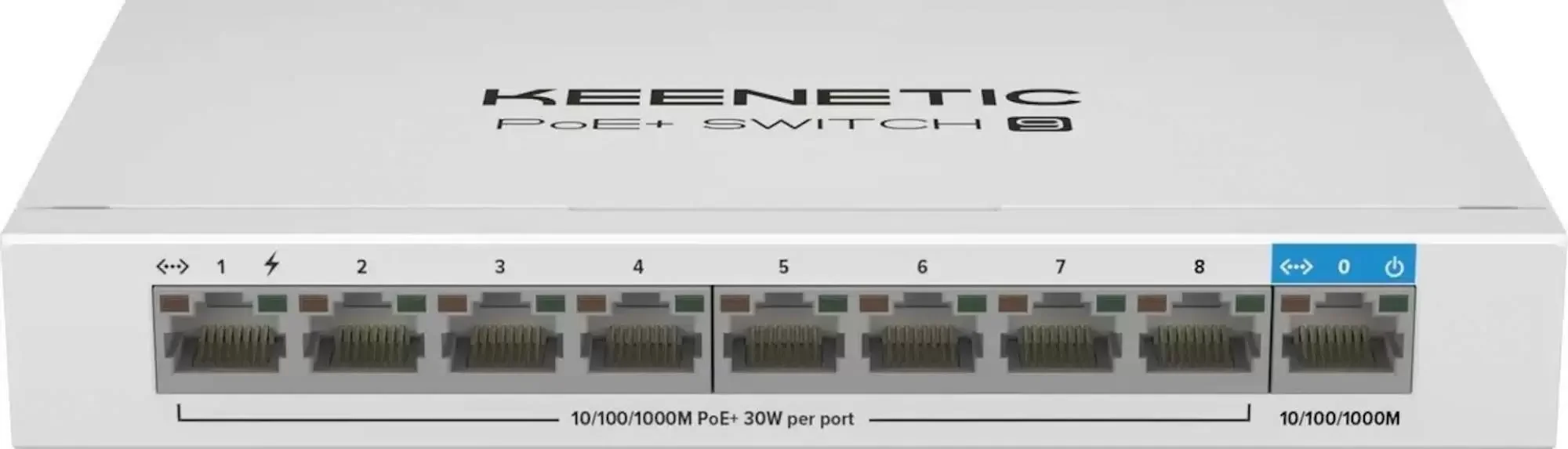 Keenetic PoE+ Switch 9 (KN-4710) 9-портовый гигабитный коммутатор с 8 портами PoE+ и бюджетом мощности 120 Вт