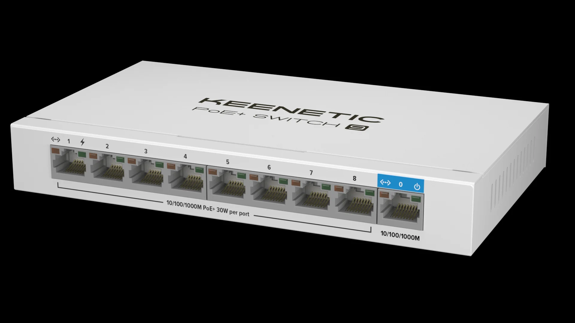 Keenetic PoE+ Switch 9 (KN-4710) 9-портовый гигабитный коммутатор с 8 портами PoE+ и бюджетом мощности 120 Вт