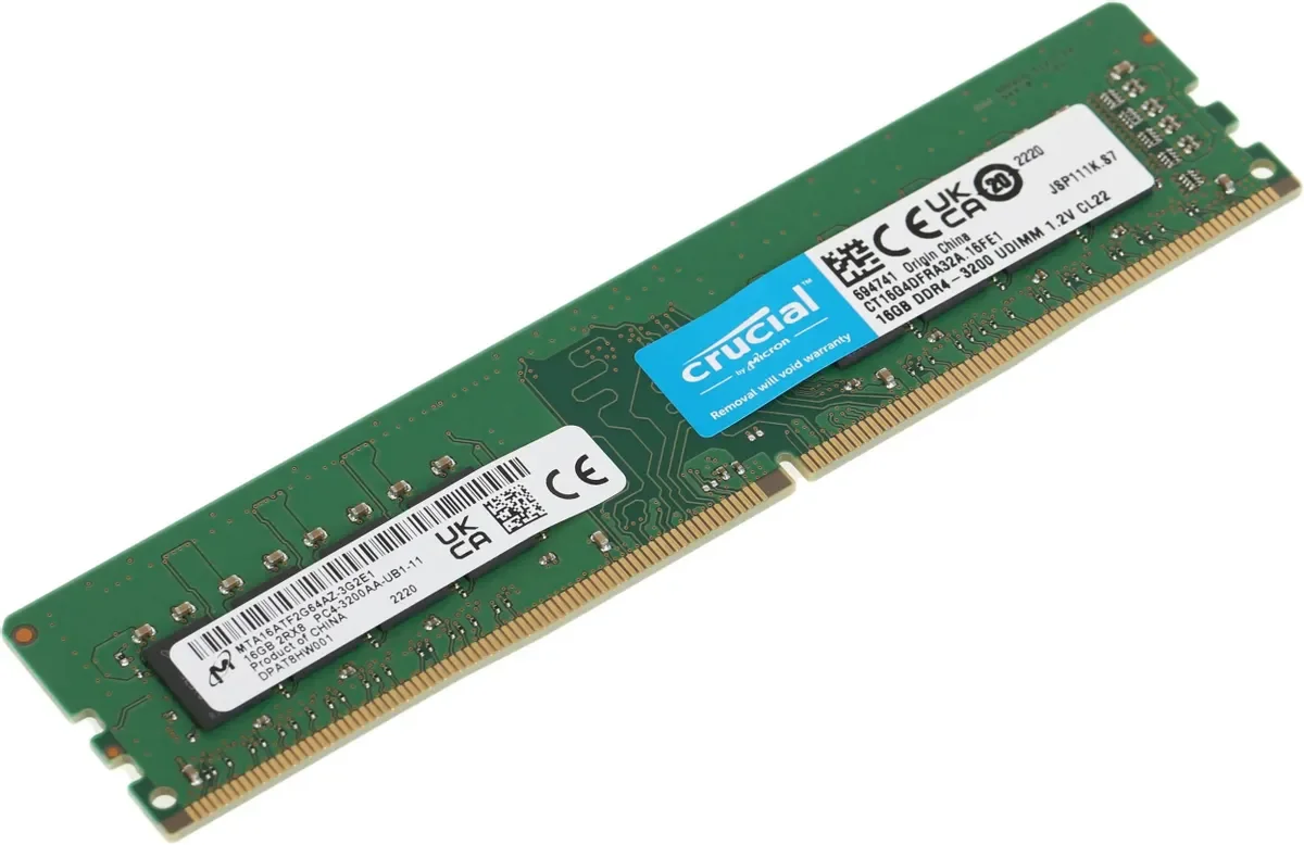 Модуль памяти Crucial 16GB 3200МГц DDR4 UDIMM CL22