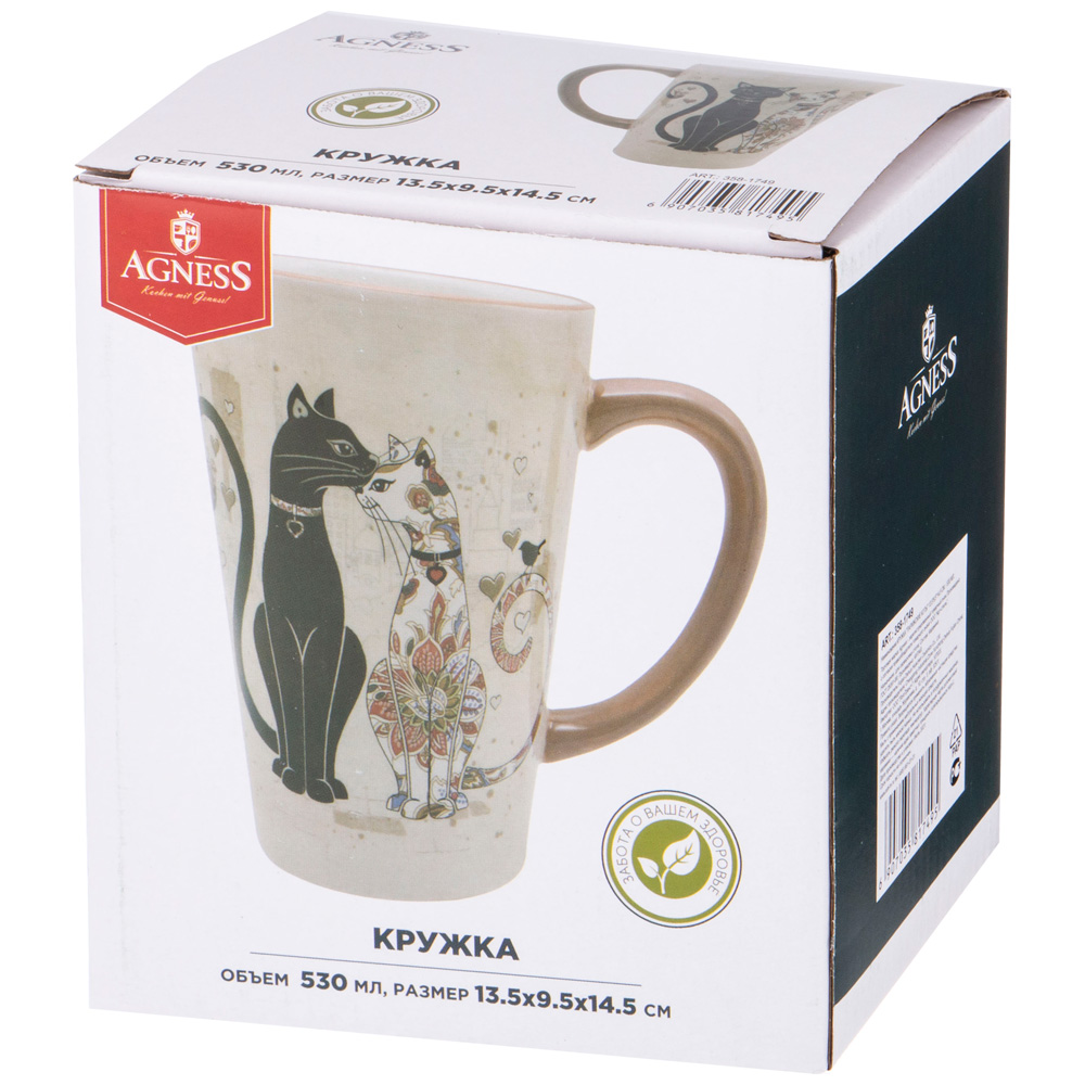 ARTI-M КРУЖКА "ПАРИЖСКИЕ КОТЫ" 13,5*9,5*14,5 СМ. / 530 МЛ. (КОР=36ШТ.)