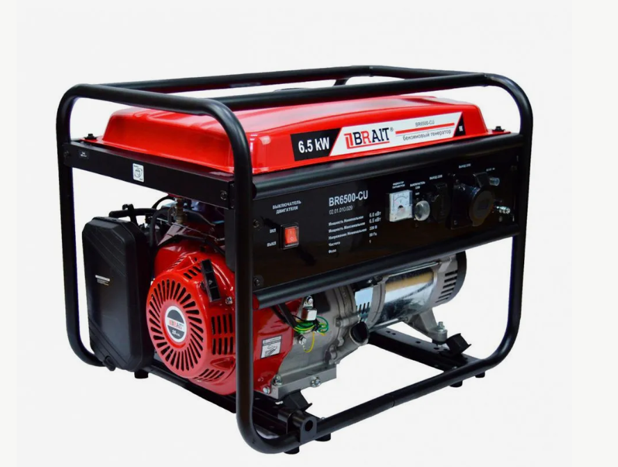 Генератор бензиновый BRAIT BR6500-CU, 6/6.5кВт, ручной стартер, медь, AVR, бак 25 л, 2.8 л/ч