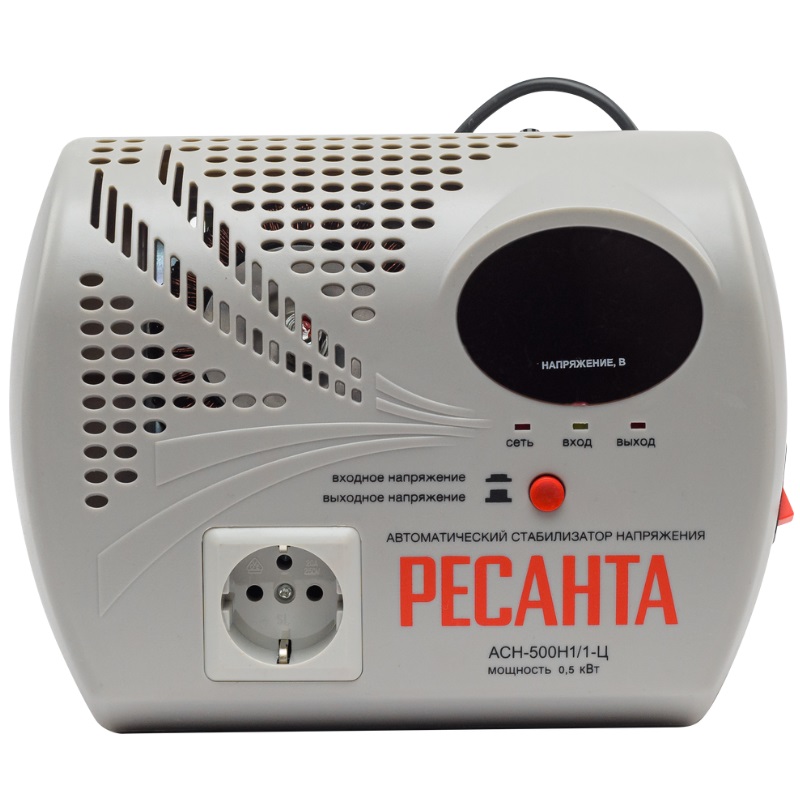 Стабилизатор напряжения Ресанта АСН-  500Н1/1-Ц, 0,5кВт, 140-260В, релейный