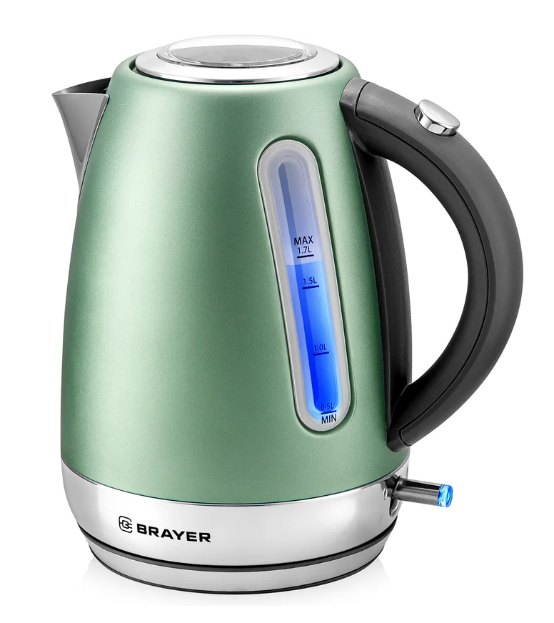 Эл,чайник BRAYER 6111BR. 2200Вт.1,7 л, сталь окраш, автоотключ