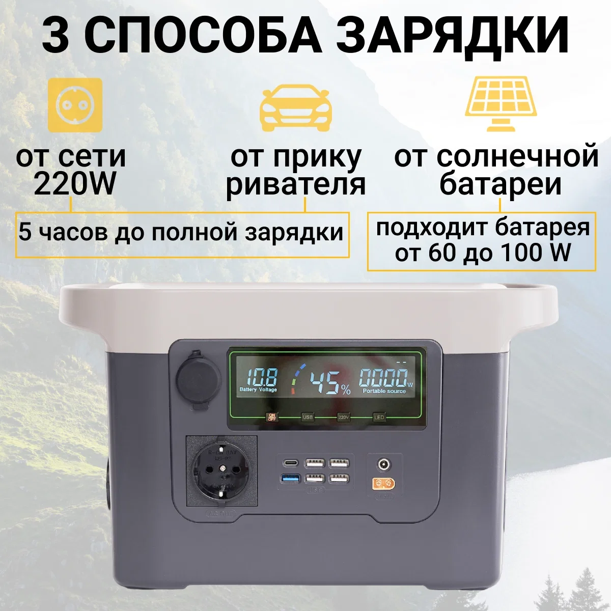 Портативная станция 500Вт 220 в 120000мАч 346Втч