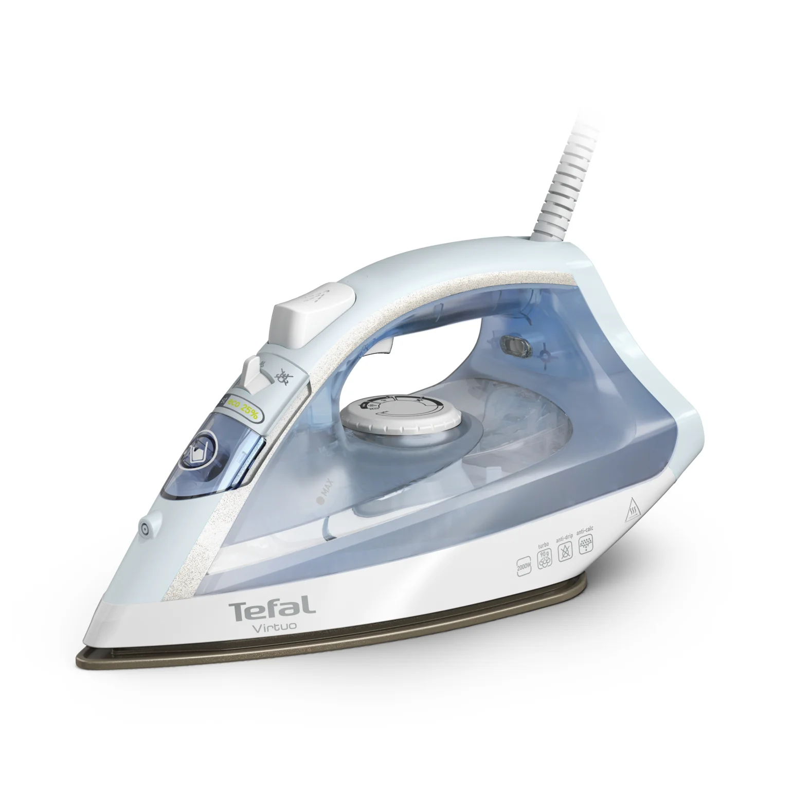 Утюг Tefal FV1R15F1, голубой, 2000Вт, 90 г/мин, защита от накипии