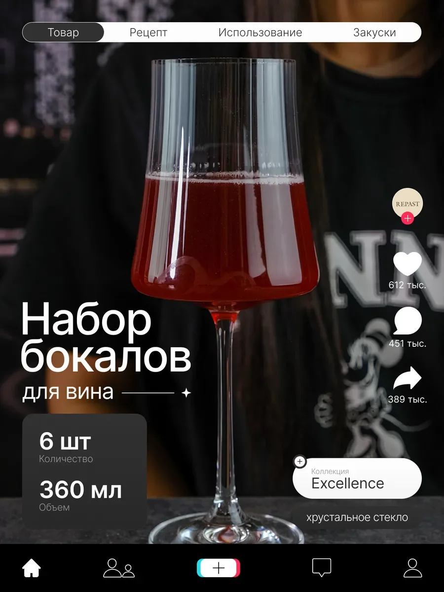583-012 Набор из 6 бокалов 360 мл в под.уп.(х4)Стекло
