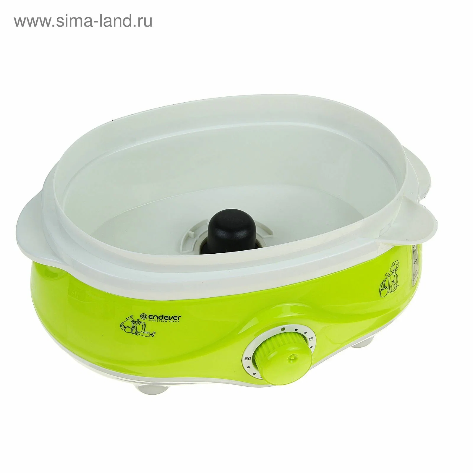 Пароварка электрическая Endever Vita-171, белый/зеленый, мощность 1000 Вт, объем 11 л