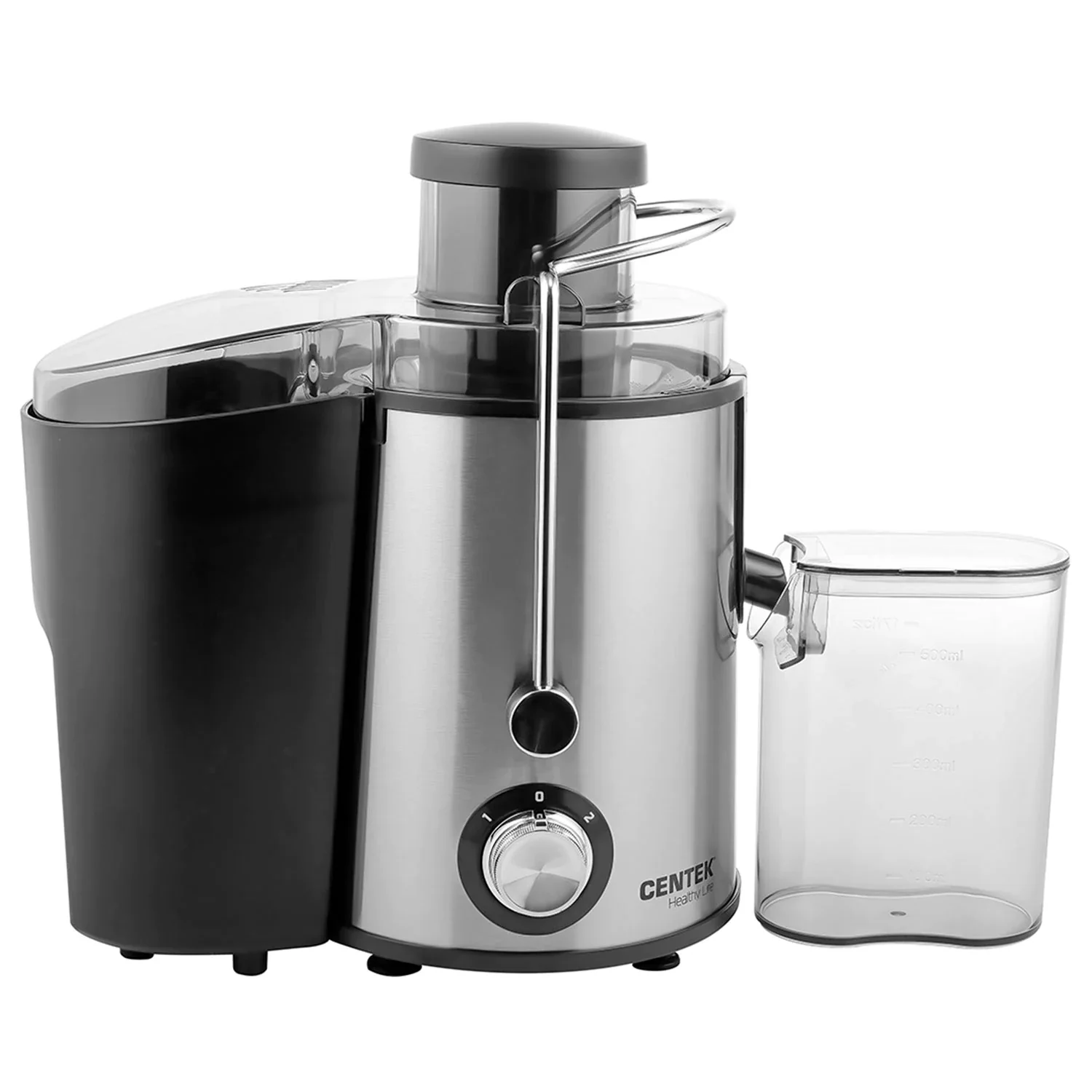 Соковыжималка Centek CT-1209 нержавеющая сталь/черный, 600 Вт