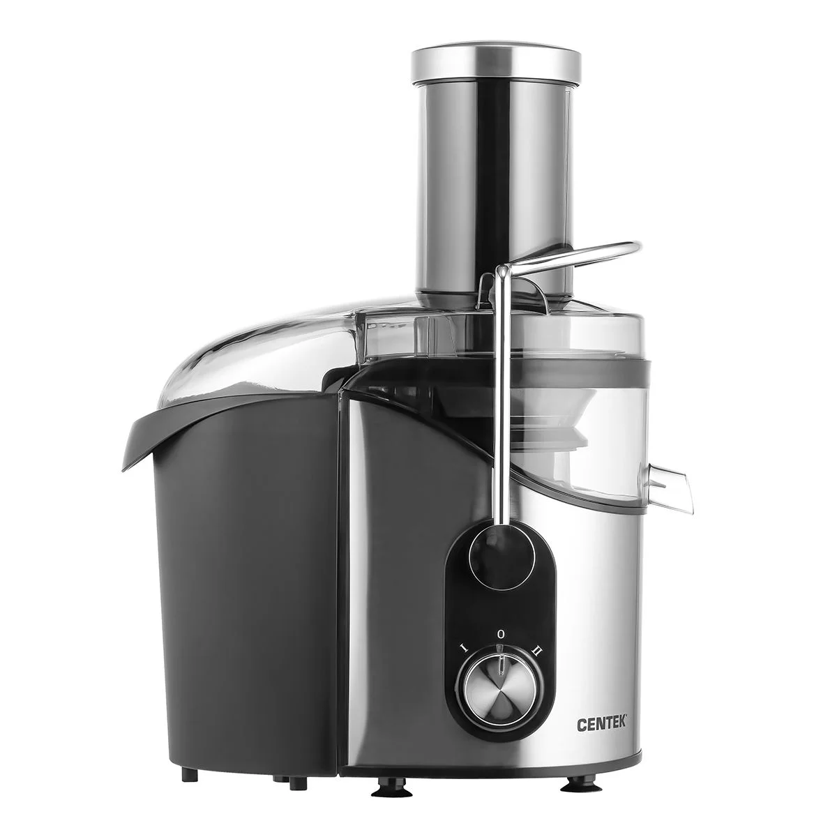 Соковыжималка Centek CT-1212 (черный/сталь) 1200 Вт, 2 скор., стакан 1100 мл, горловина 75мм