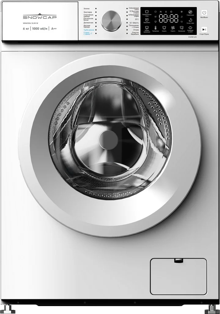 Стиральная машина SNOWCAP WM6506 SLIM W бел.6кг.INVERTER мотор1000об/мин пар 16прогр.85х60х44
