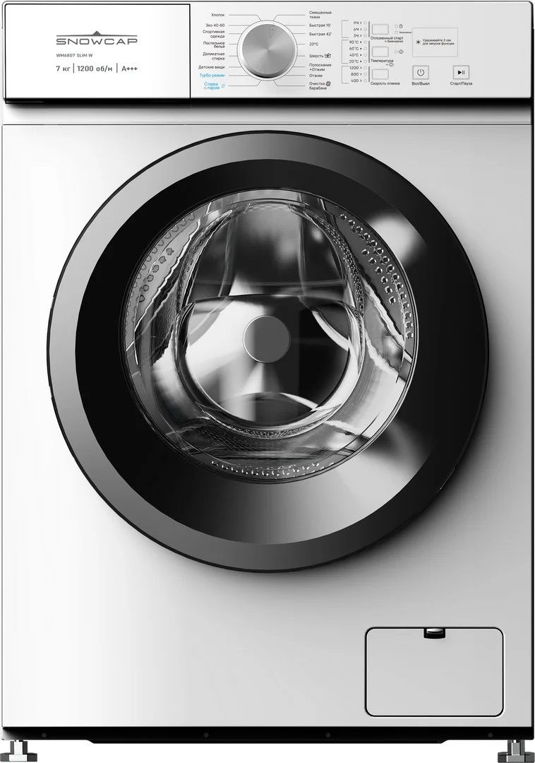 Стиральная машина SNOWCAP WM6807 SLIM W бел.7кг.INVERTER мотор1200об/мин пар 16прогр.85х60х44