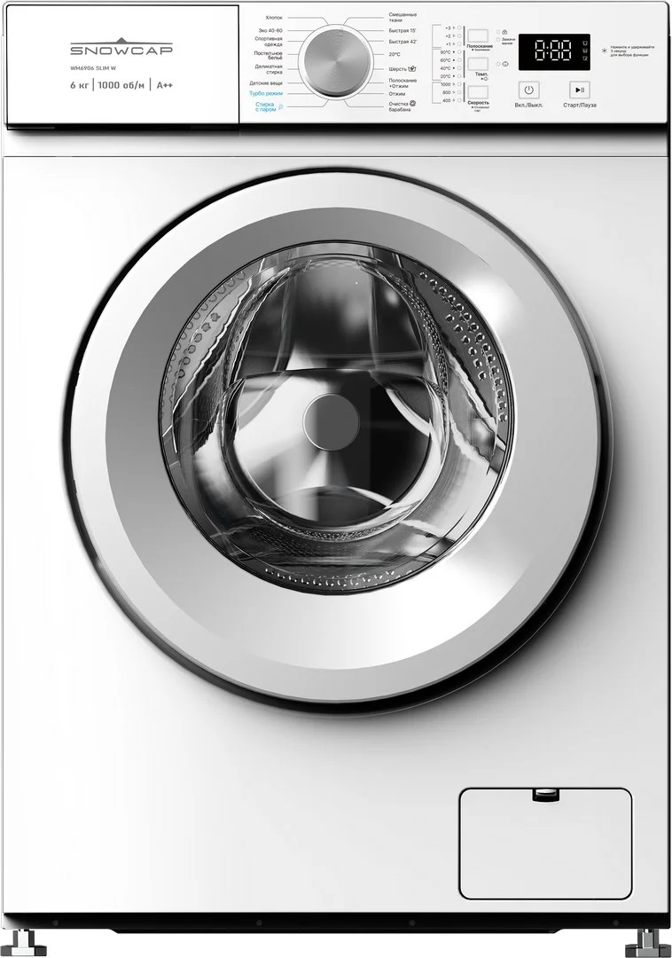 Стиральная машина SNOWCAP WM6906 SLIM W бел.6кг.INVERTER мотор1000об/мин пар 16прогр.85х60х44
