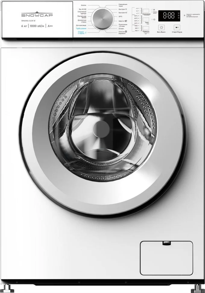 Стиральная машина SNOWCAP WM6906 SLIM W бел.6кг.INVERTER мотор1000об/мин пар 16прогр.85х60х44