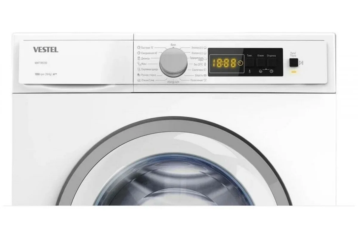 Стиральная машина VESTEL Bojena WMB 5100 T1PRWH белая,5кг,1000об,с диспл(кноп.управ),59.7x84.5x41.6