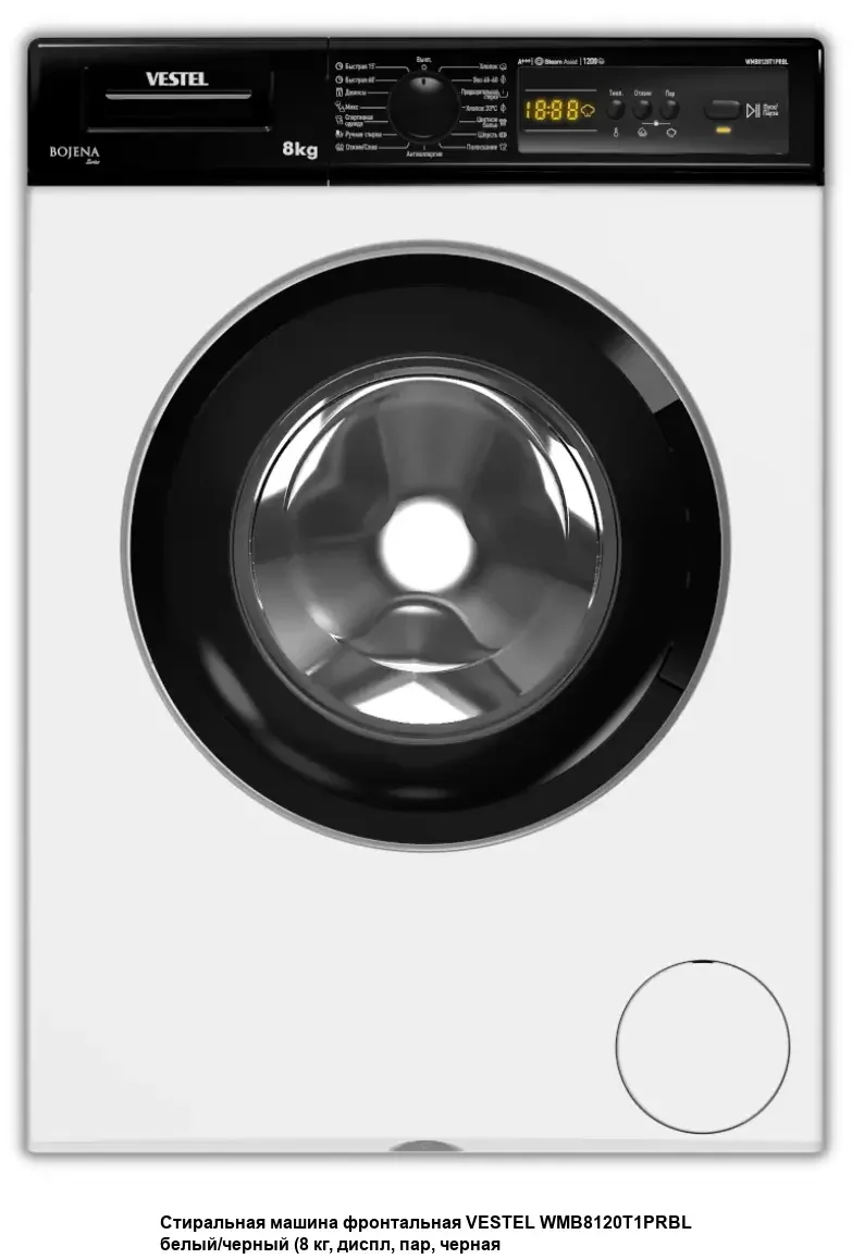 Стиральная машина VESTEL Bojena WMB 5100 T1PRWH белая,5кг,1000об,с диспл(кноп.управ),59.7x84.5x41.6