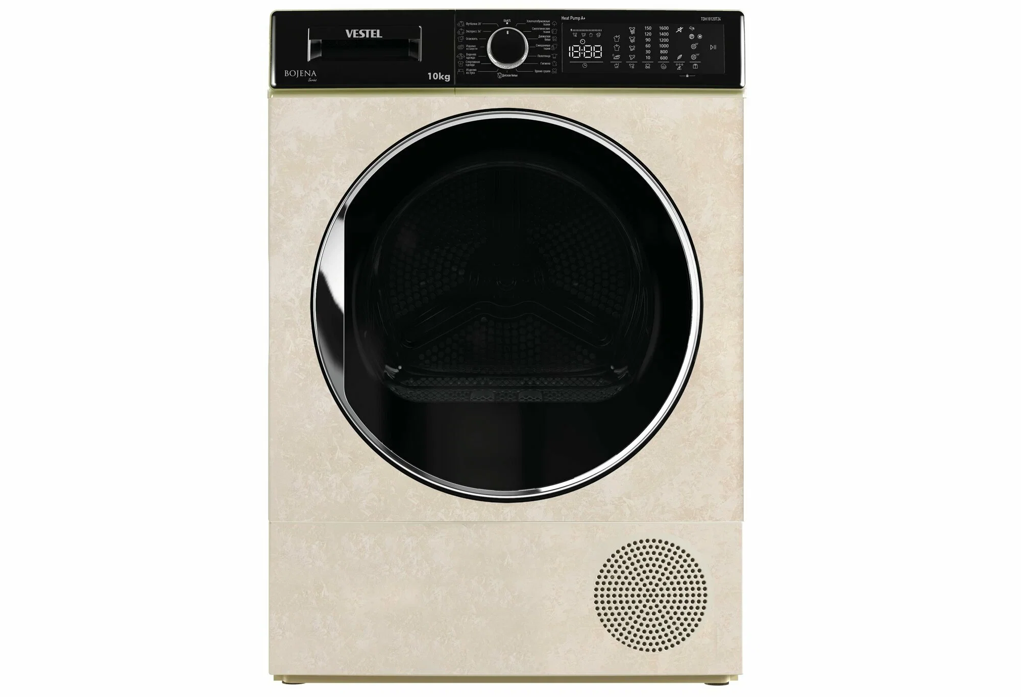 Стиральная машина VESTEL Bojena WMS 12140 T3G Премиум!бежевый мрамор,12кг,1400об,черный люк