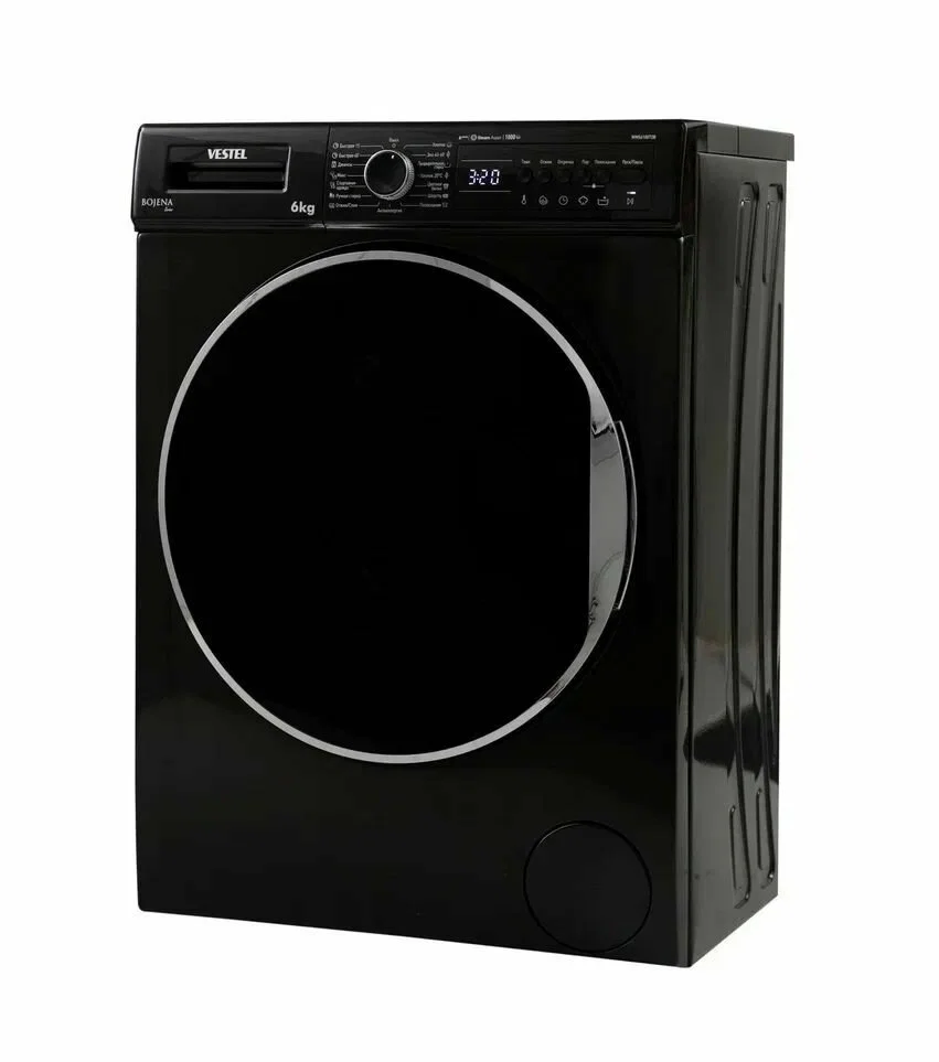 Стиральная машина VESTEL Bojena WMS 6100 T2G мрамор-беж,6кг,1000об,черный люк 597х416х845