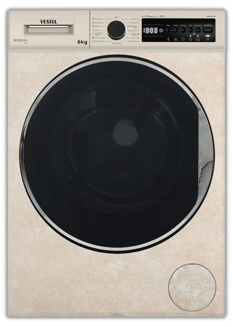 Стиральная машина VESTEL Bojena WMS 7120 T2G мрам-бежевая,7кг,1200об, 60x85x50 см
