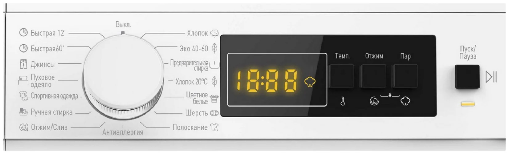 Стиральная машина VESTEL VMT1R1012 белый (пар) 10,5 кг, 1200 об/мин,59.70х58.20х84.50 см