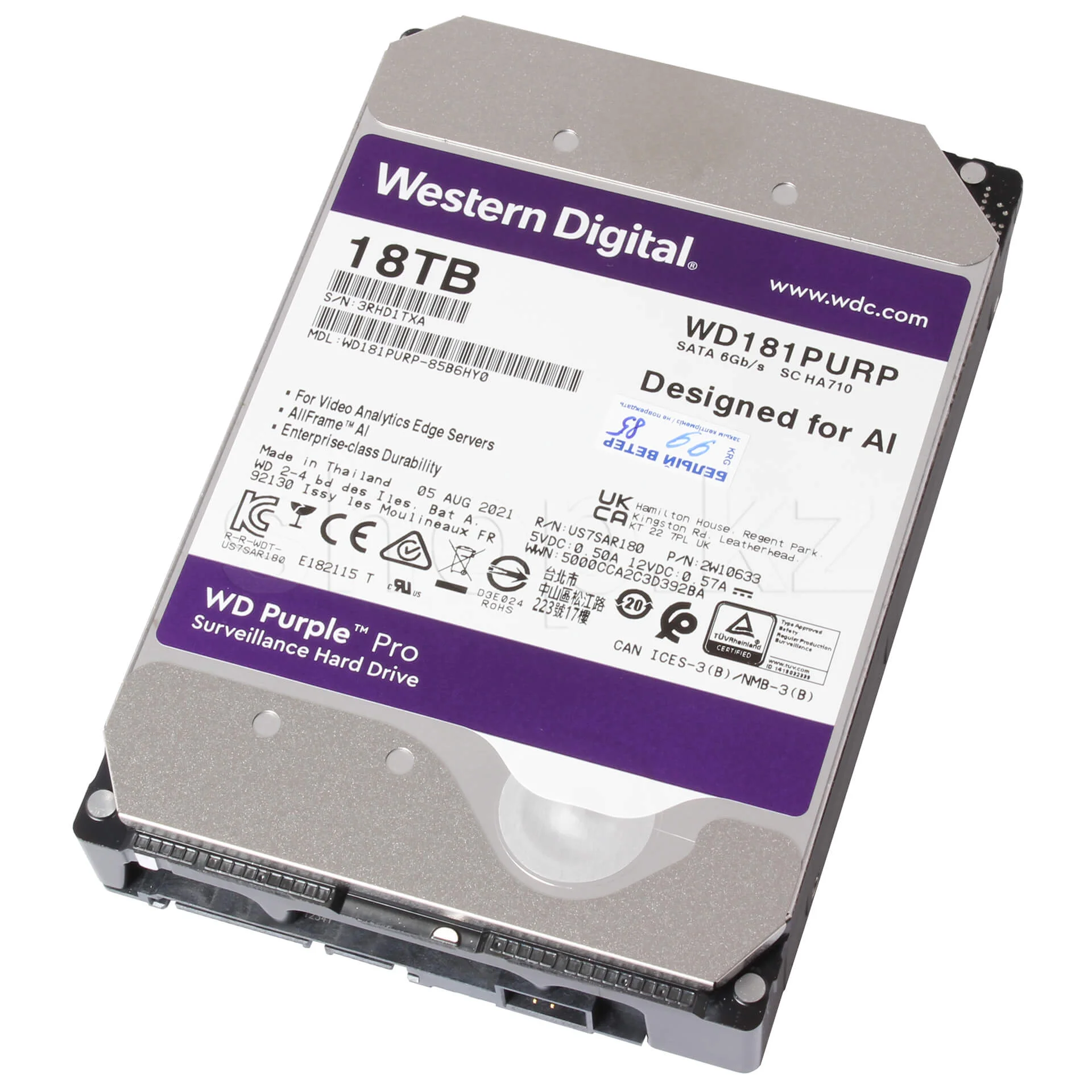 Жесткий диск WD SATA-III 12TB WD121PURP Surveillance Purple Pro (7200rpm) 256Mb 3.5"