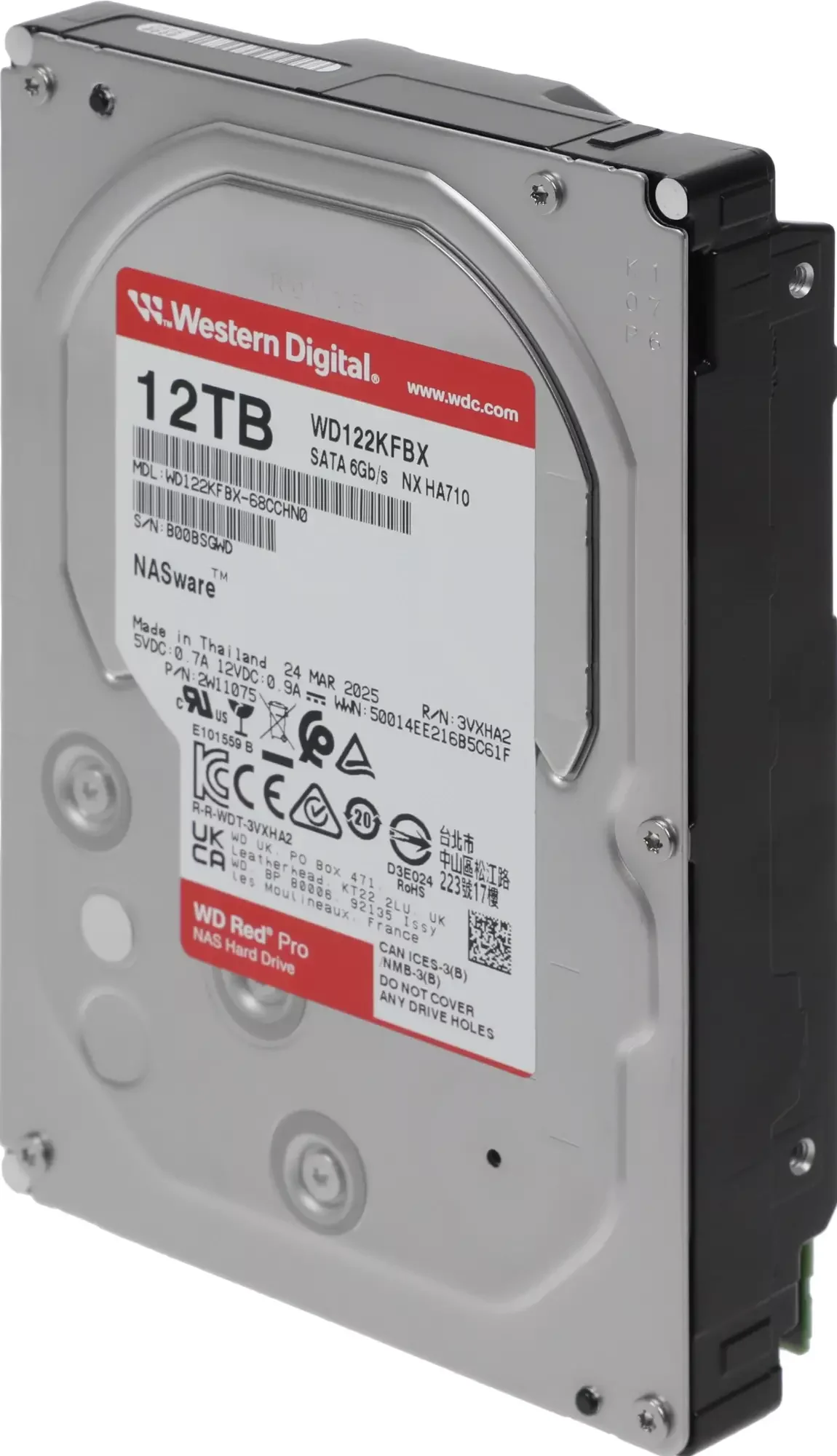 Жесткий диск WD SATA-III 12TB WD122KFBX NAS Red Pro (7200rpm) 512Mb 3.5"