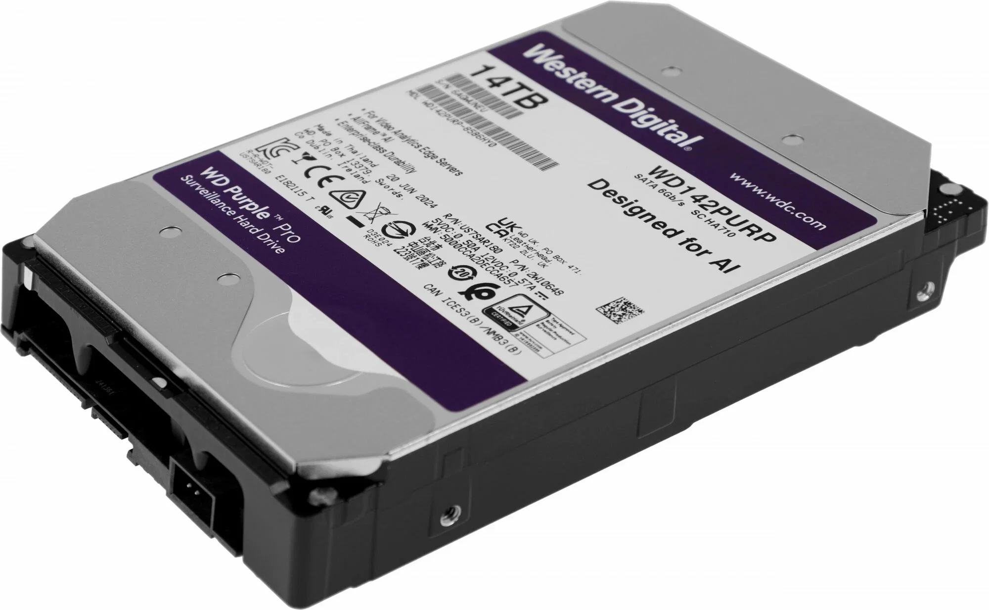 Жесткий диск WD SATA-III 14TB WD141PURP Surveillance Purple Pro (7200rpm) 512Mb 3.5"