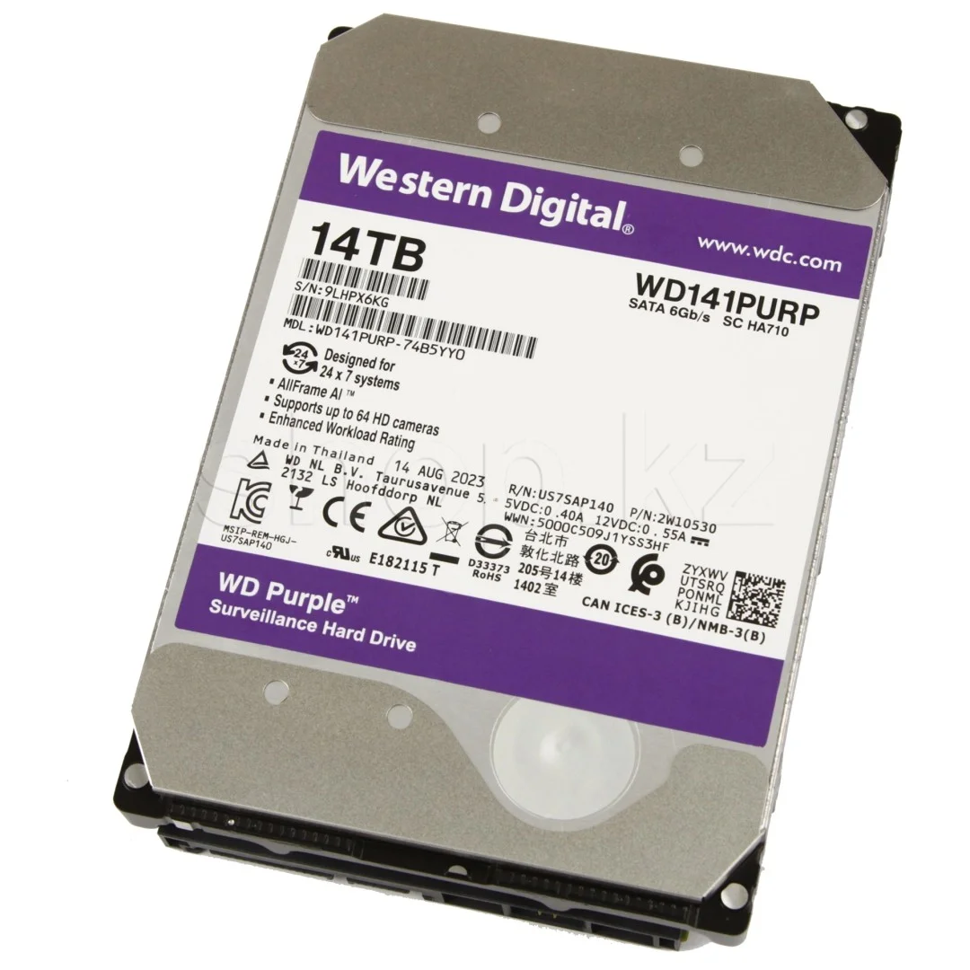 Жесткий диск WD SATA-III 14TB WD141PURP Surveillance Purple Pro (7200rpm) 512Mb 3.5"