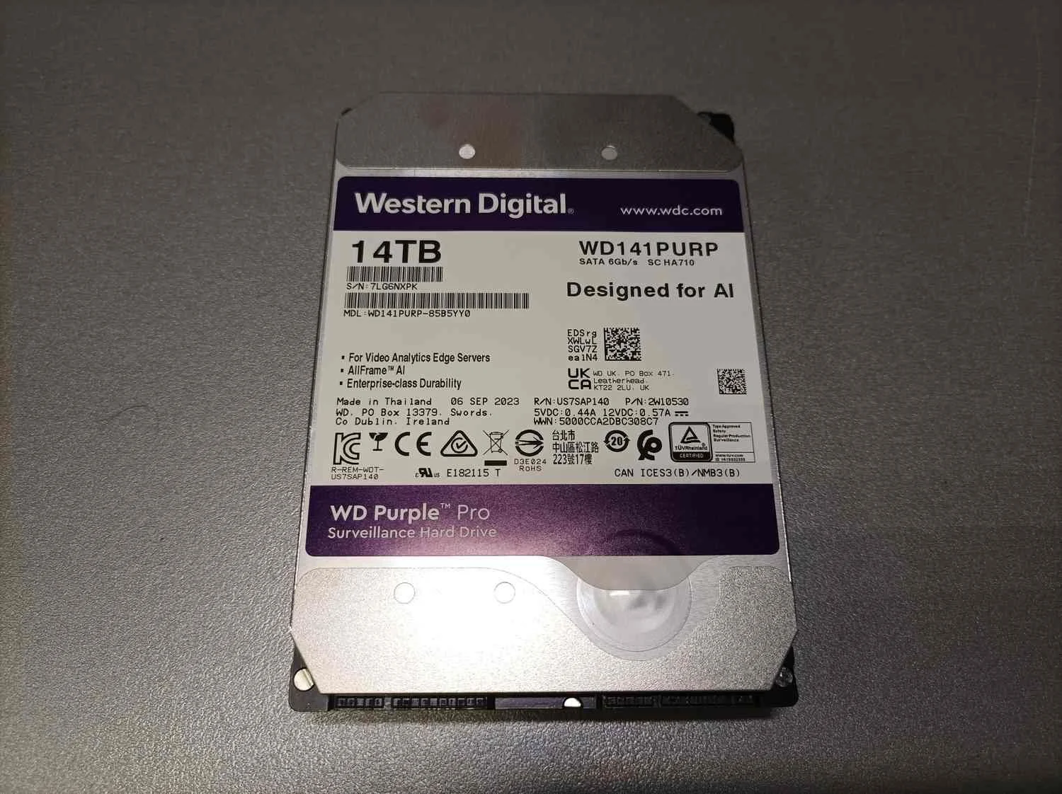 Жесткий диск WD SATA-III 14TB WD141PURP Surveillance Purple Pro (7200rpm) 512Mb 3.5"