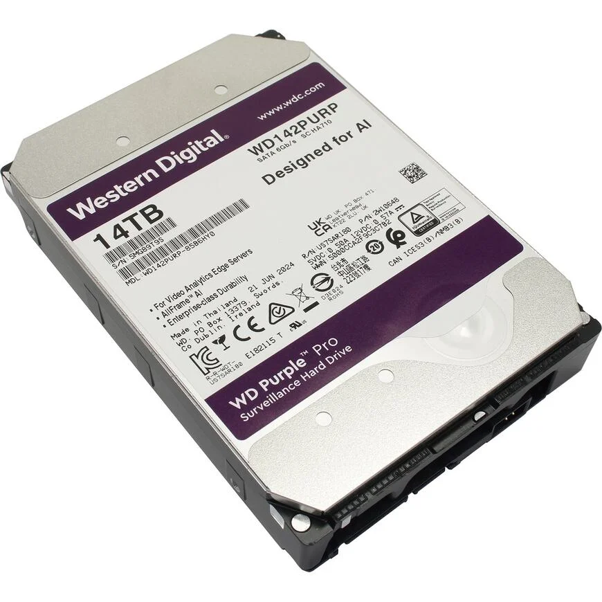 Жесткий диск WD SATA-III 14TB WD142PURP Surveillance Purple Pro (7200rpm) 512Mb 3.5"