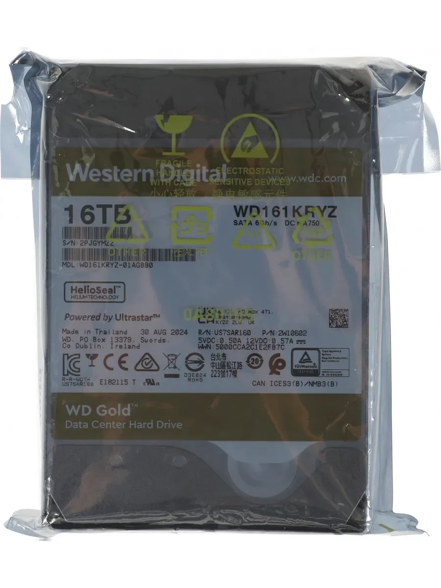 Жесткий диск WD SATA-III 16TB WD161KRYZ Server Gold 512E (7200rpm) 512Mb 3.5"