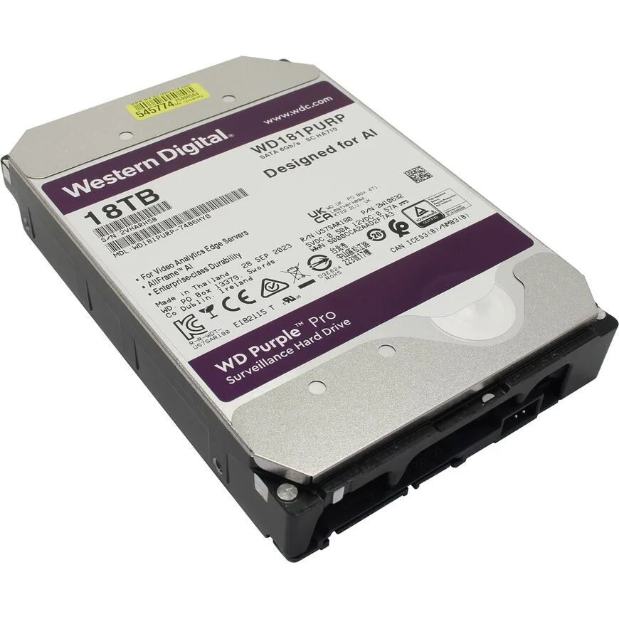 Жесткий диск WD SATA-III 18TB WD181PURP Surveillance Purple Pro (7200rpm) 512Mb 3.5"