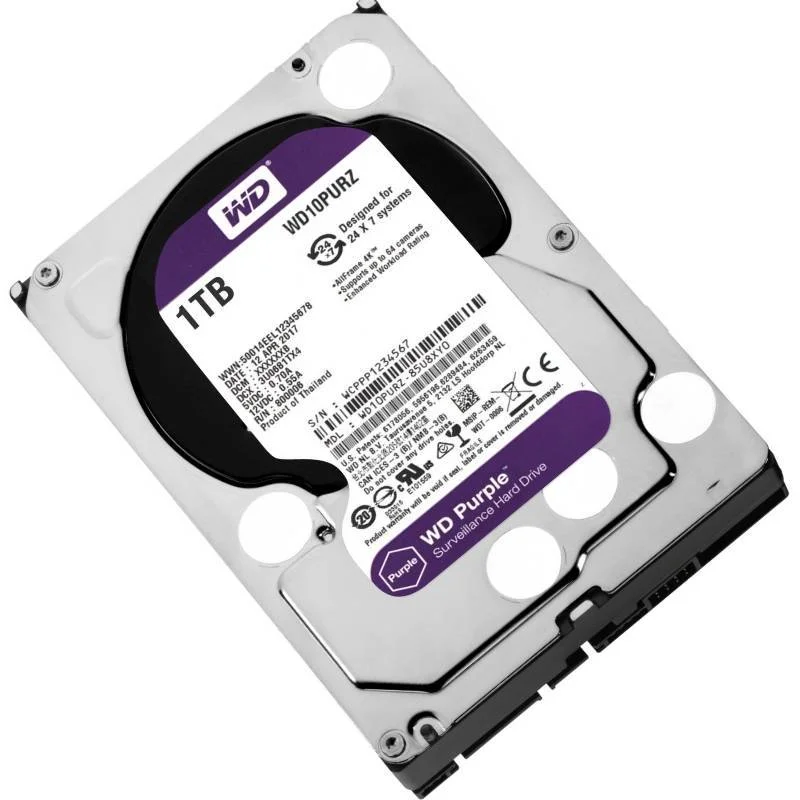 Жесткий диск WD SATA-III 1Tb WD10PURZ Surveillance Purple (5400rpm) 64Mb 3.5"