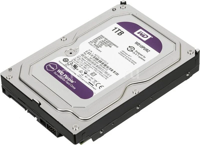 Жесткий диск WD SATA-III 1Tb WD10PURZ Surveillance Purple (5400rpm) 64Mb 3.5"