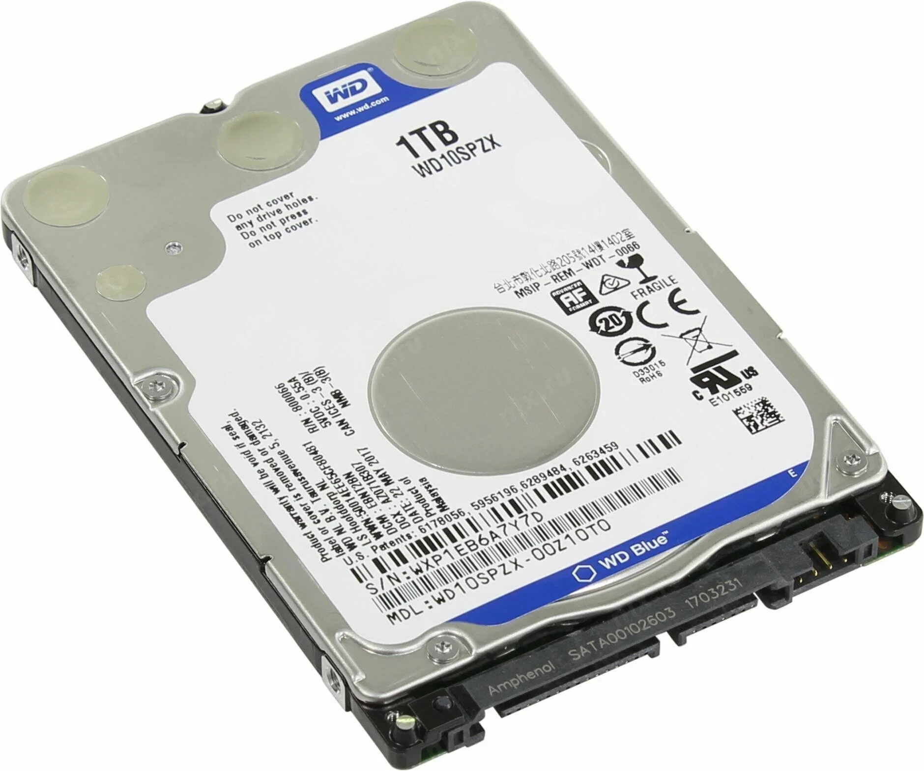 Жесткий диск WD SATA-III 1Tb WD10SPZX Notebook Blue (5400rpm) 128Mb 2.5"