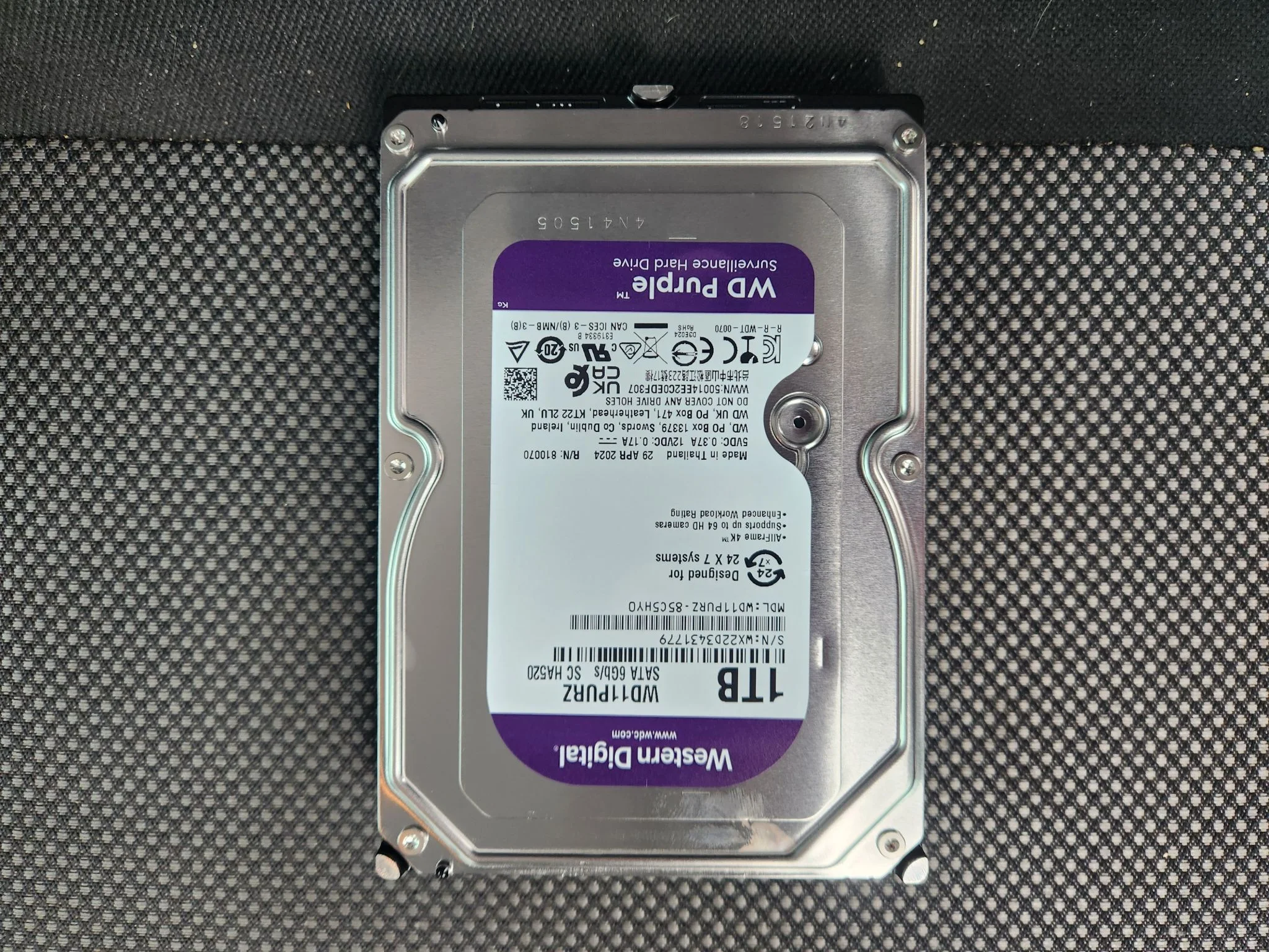 Жесткий диск WD SATA-III 1TB WD11PURZ Surveillance Purple (5400rpm) 64Mb 3.5"