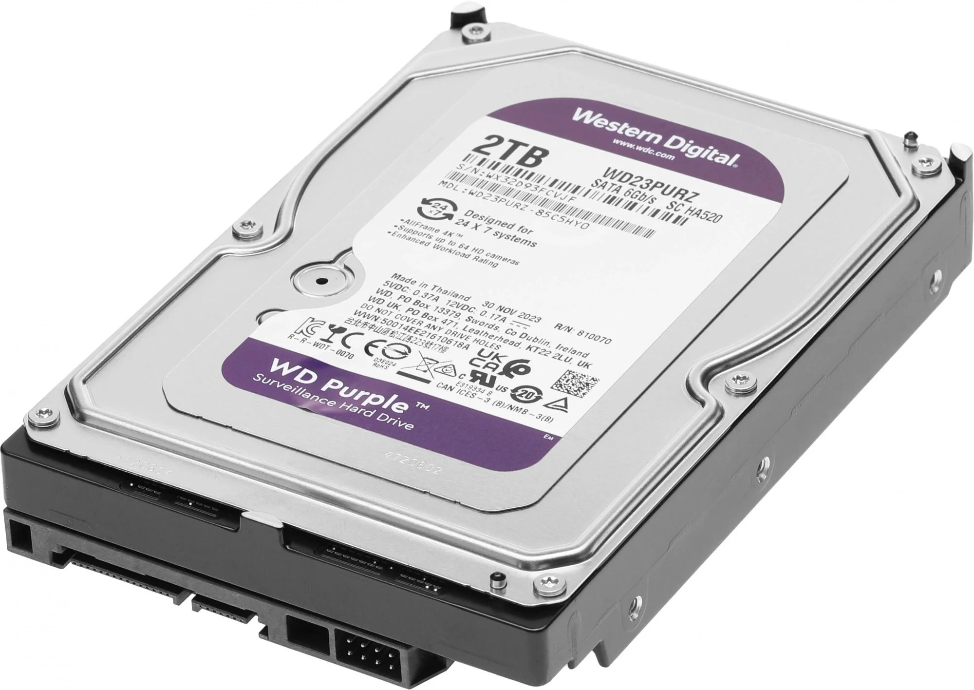 Жесткий диск WD SATA-III 1TB WD11PURZ Surveillance Purple (5400rpm) 64Mb 3.5"