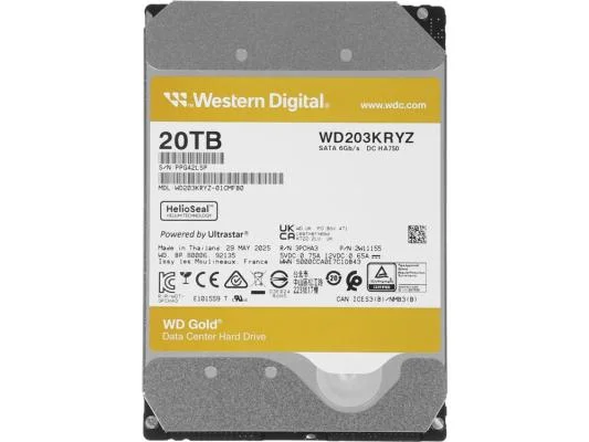 Жесткий диск WD SATA-III 20TB WD202KRYZ Server Gold 512E (7200rpm) 512Mb 3.5"