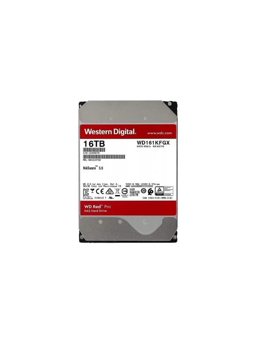 Жесткий диск WD SATA-III 22TB WD221KFGX NAS Red Pro (7200rpm) 512Mb 3.5"