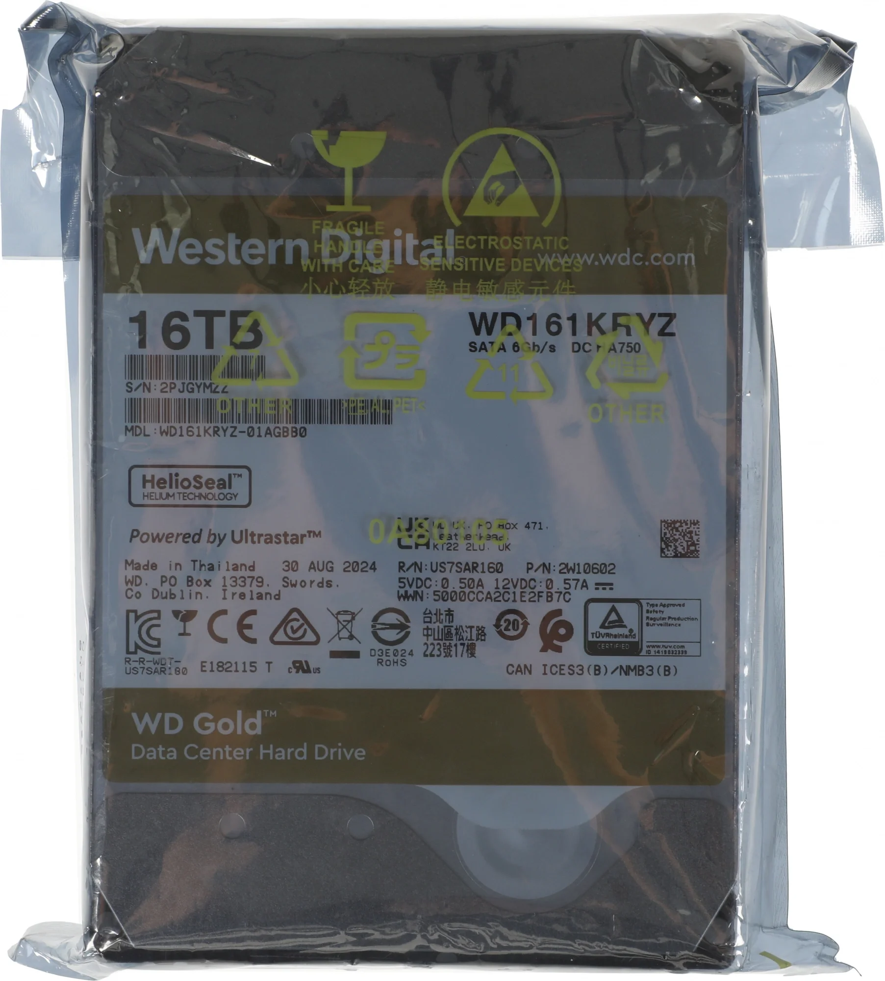 Жесткий диск WD SATA-III 22TB WD221KRYZ Server Gold 512E (7200rpm) 512Mb 3.5"
